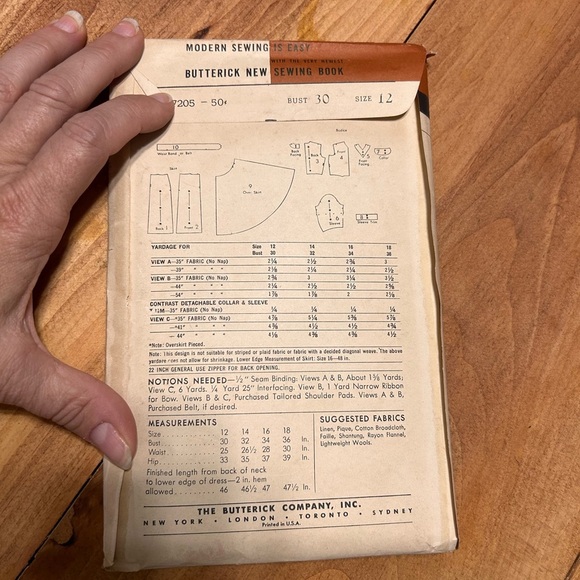 1950s Vintage Butterick Printed Pattern dress Illustrations. Size 12. - Picture 4 of 5